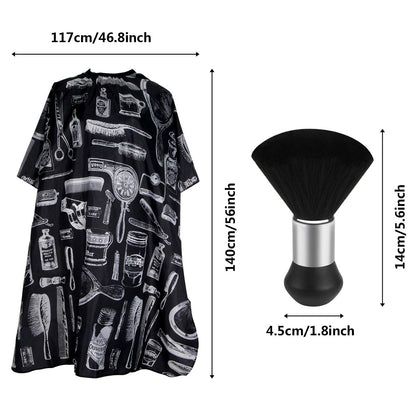 Professional Hair Cutting Cape with Neck Duster Brush, Salon Barber Cape, Hair Cutting Accessories (Floral Print)